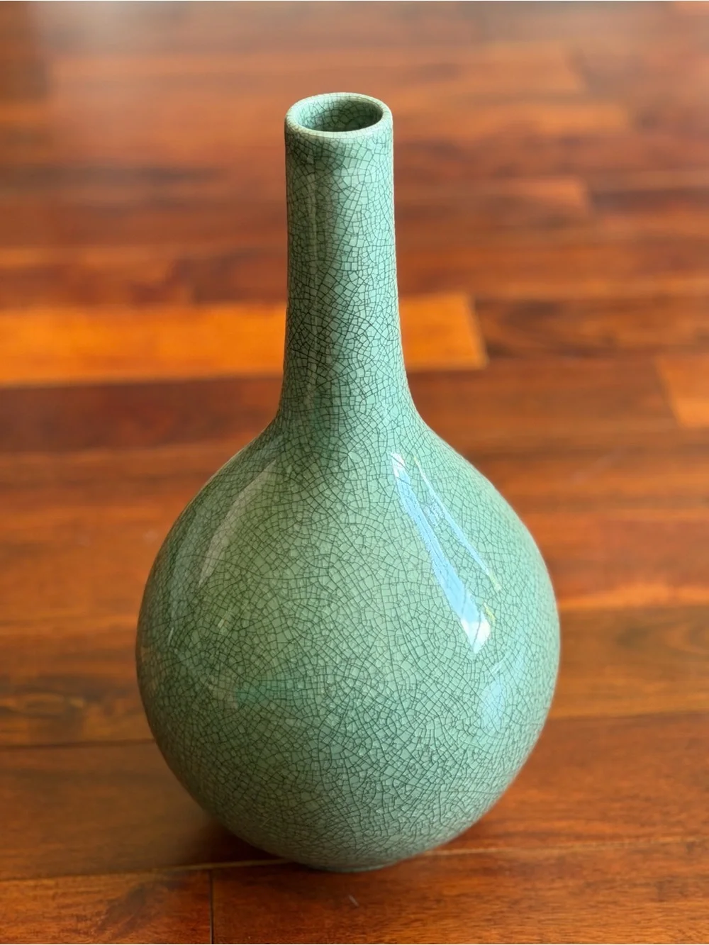 Celadon Crackle Glaze Bud Vase - Seafoam Green